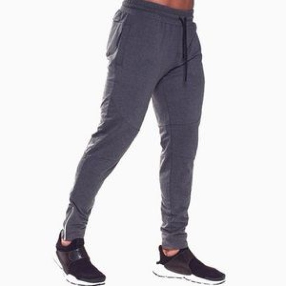 Alphalete Zipper Ankle Reflective Jogger Embroidered Back Waistband Heather Grey - Picture 13 of 13